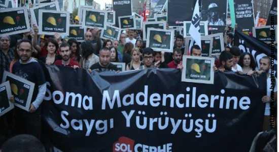 İstanbul'da binlerce kişi madenciler için yürüdü