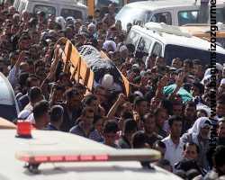 Öldürülen Filistinli gençler için cenaze tören